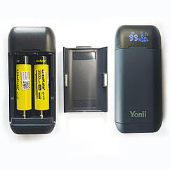 Yonii Повербанк — Зарядний пристрій + 2 акумулятори LitoKala 18650