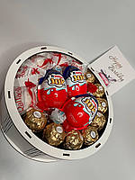Сладкий подарочный бокс для девушки с конфетками набор в форме круга для жены, мамы, ребенка SSbox-9