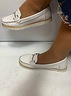 Женские белые туфли мокасины из натуральной кожи Кожаные туфли женские на низком ходу черные белые А01241002