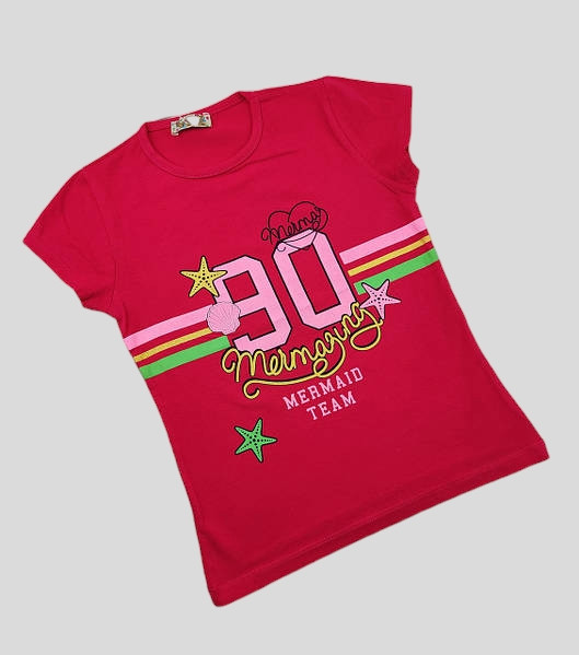 ОПТОМ Футболка для дівчаток 8,9,10,11,12 років "90" малина, фото 1