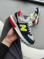 Сині замшеві жіночі кросівки New Balance 574 Legacy Black/Yellow/Red