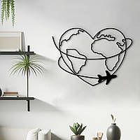 Декор для комнаты, деревянная картина на стену "Путешествия - это Любовь", стиль лофт 70x50 см