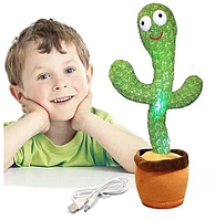 Кактус повторюшка танцующий поющий музыкальный Dancing Cactus Интарактивная звуковая игрушка которая говорит