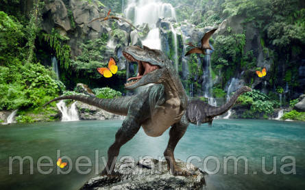 Фотообої Chameleon Динозавр біля водоспаду 100х100 см, фото 1
