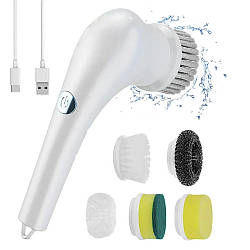 Електрична щітка для прибирання з 5 насадками, Electric Cleaning Brush, від USB / Акумуляторна щітка для миття