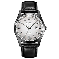 Мужские классические наручные часы Skmei 1986 (Серебристые с белым циферблатом)