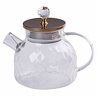 Заварник для чая стеклянный прозрачный чайник для заварки 1 л