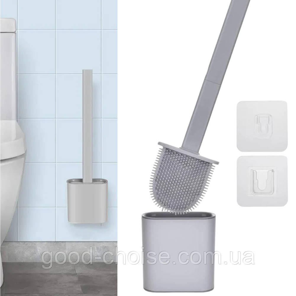 Йоржик для унітазу з кріпленням на стіну Toilet Brush, Сірий / Туалетний йоржик / Силіконовий йоржик для туалету, фото 1