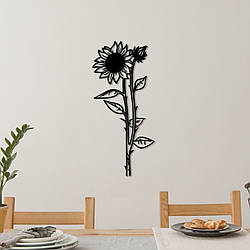 Сучасна картина на стіну, декоративне панно з дерева "Соняшник", стиль мінімалізм 25x13 см