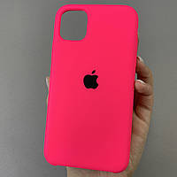 Чехол для Apple iPhone 11 силиконовый кейс с микрофиброй на телефон айфон 11 ярко розовый slk