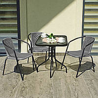 Комплект садовой мебели 4Points Monza - 3 с квадратным столом серый