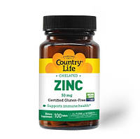 Витамины и минералы Country Life Zinc Chelated 50 mg, 100 таблеток CN7809 SP