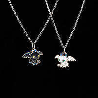 Парні кулони-підвіски на подарунок близьким та коханим Два дракони Інь-Янь з ланцюжком 50см 28078, фото 2