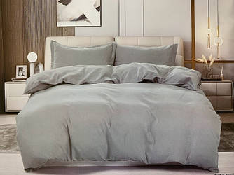 Постільна білизна однотонна полісатин полуторна ELWAY EW23 Сірий світлий
