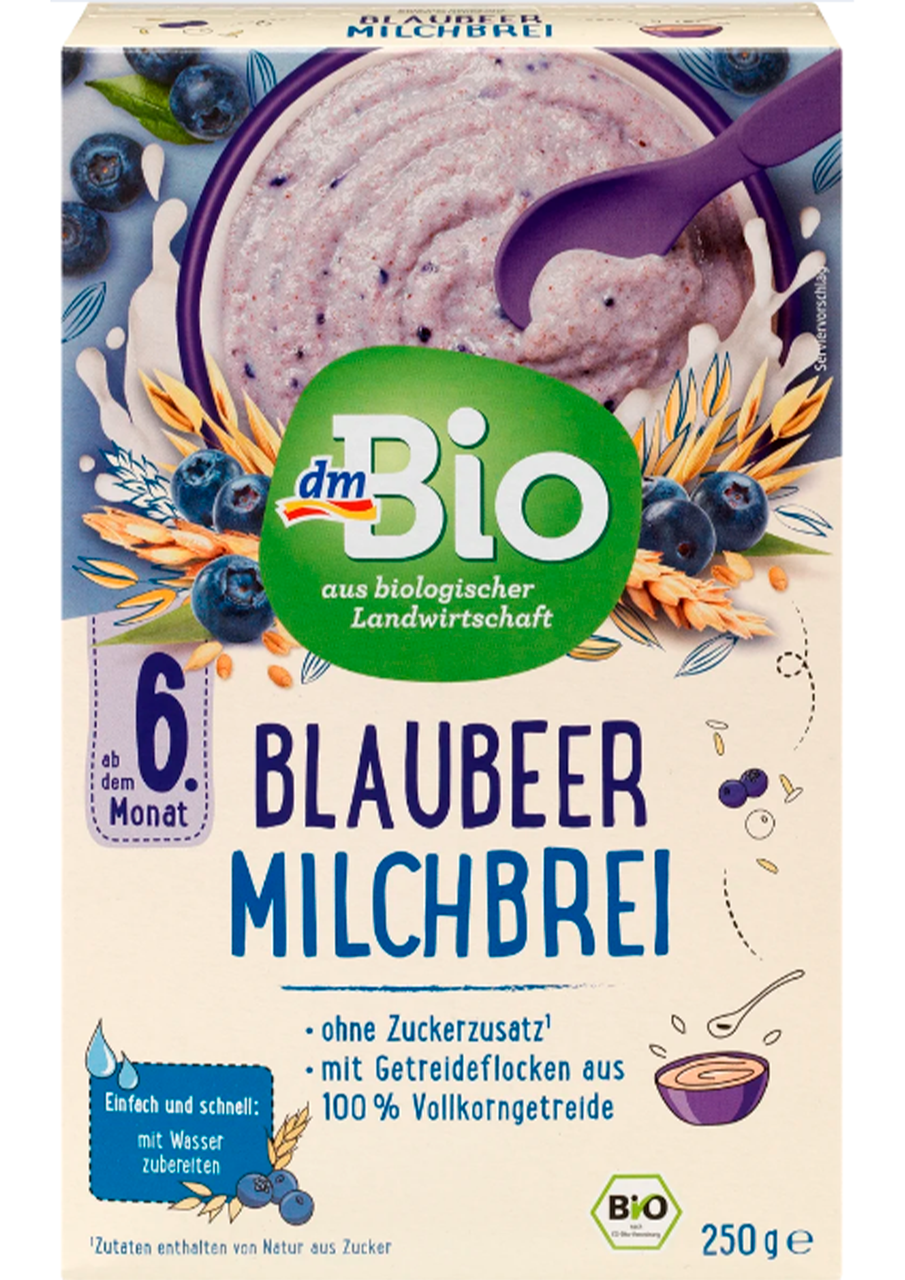 Молочна каша DM Bio з чорницею з 6 місяців, 250 г, фото 1