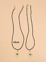 Парні кулони для закоханих у формі серця з 4-х листковою конюшиною. Кулон, що світиться в темряві для двох, фото 2