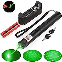 Мощная металлическая лазерная указка на аккумуляторе зеленый луч Green Laser Pointer мощный лазер