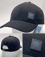 Бейсболка кепка шестиклинка з брендовою нашивкою однотонна 56-59 на металевій застібці, Чорна