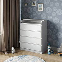 Комод пеленальний білий на 4 ящики, розмір 1020/800/430 мм