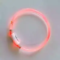 Trixie USB Flash Light Ring светящийся ошейник для собак, прозрачный, красный 65 см, 8 мм, L-XL