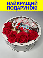 Солодкий подарунковий бокс для дівчини з цукерками набір у вигляді кола для дружини, матері, дитини SSbox-12