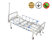 Кровать медицинская функциональная АТОН КФ-4-МП-БМ-ОП-Ш-К75 с металлическими быльцами, ограждениями, штативом