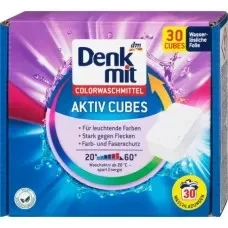 Пресований порошок для прання кольорових речей Denkmit Aktiv Cubes Colorwaschmittel 30шт