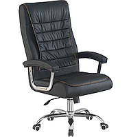 Офісне крісло Турбо чорне для кабінету керівника та працівників із високою спинкою ТМ Мікс Мебель