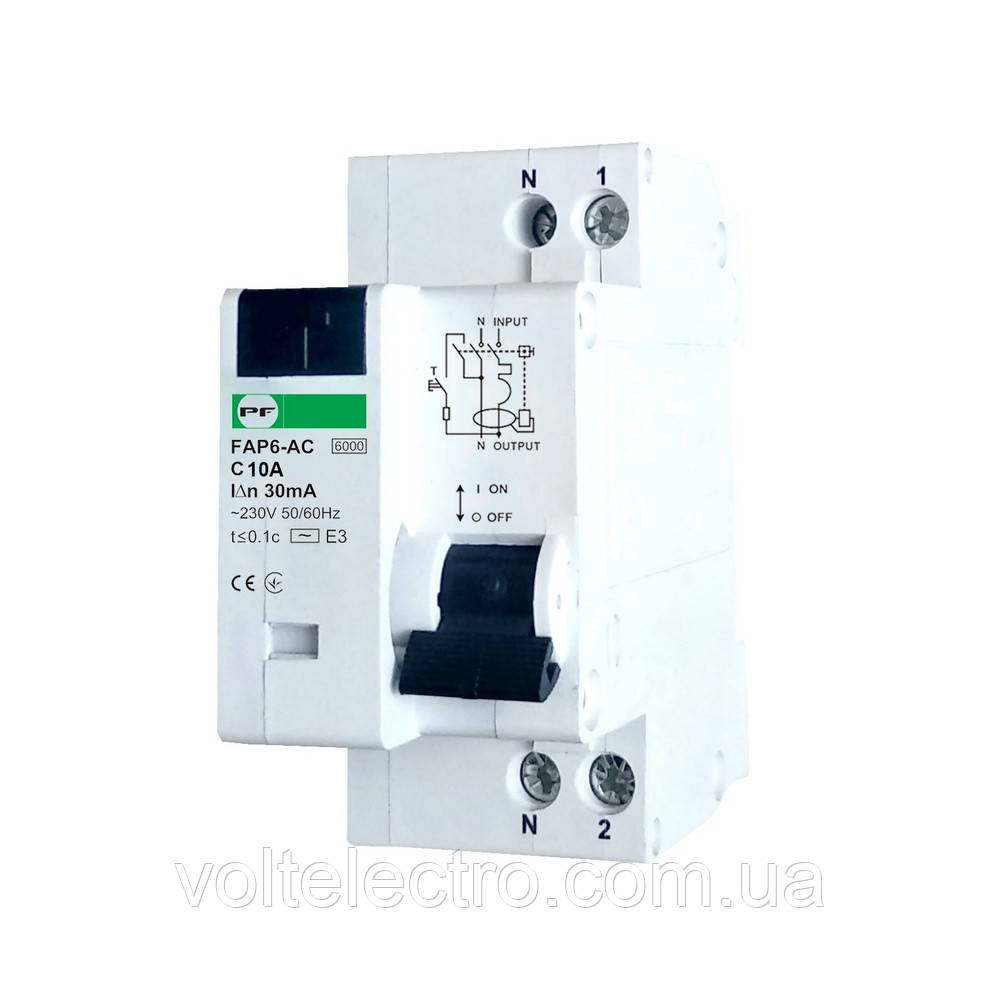 Диференційний автомат FAP6-AC C10 30мА Промфактор, фото 1