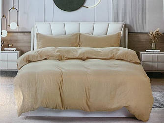 Постільна білизна однотонна полісатин полуторна ELWAY EW14 Бежевий