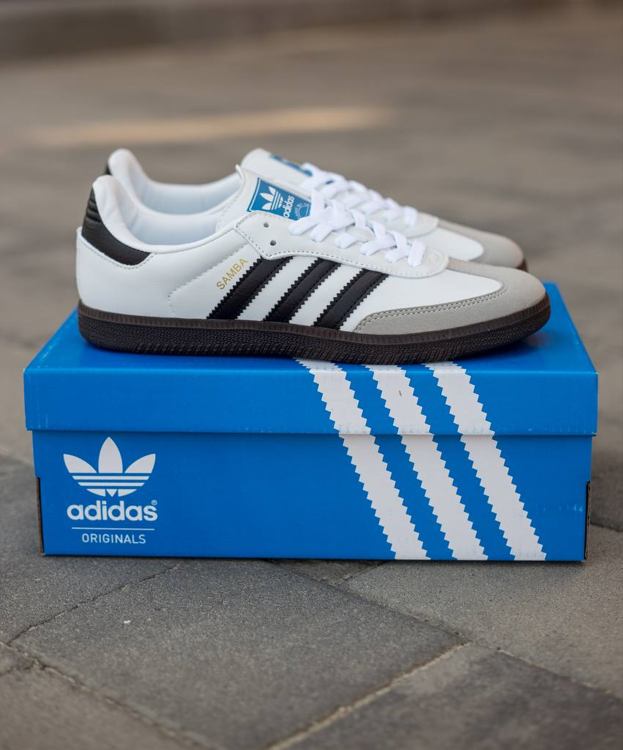 Жіночі чоловічі кросівки Adidas Samba og Gray White Black Взуття Адідас Самба біло-сірі шкіра замш низькі весна осінь