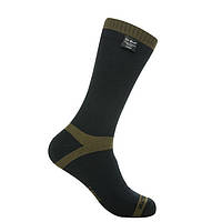Водонепроникні шкарпетки Dexshell Trekking розмір S чорні із зеленою смужкою/ Тактичні мембранні високі чоловічі шкарпетки