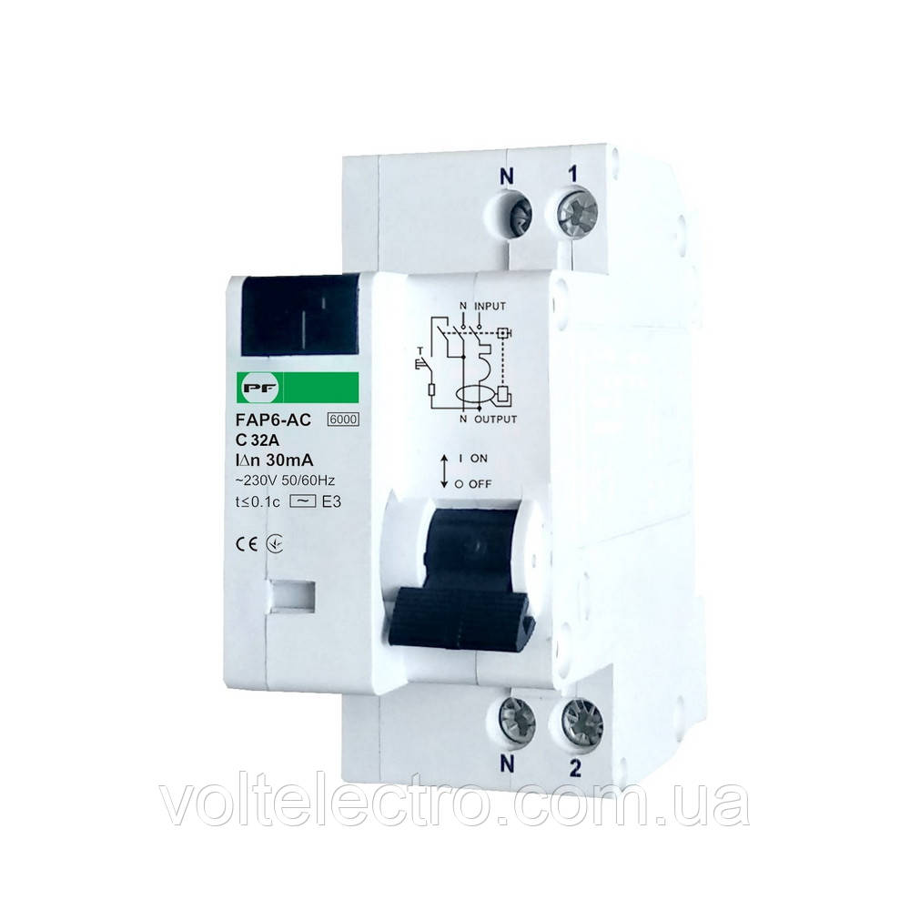 Диференційний автомат FAP6-AC C32 30мА Промфактор, фото 1
