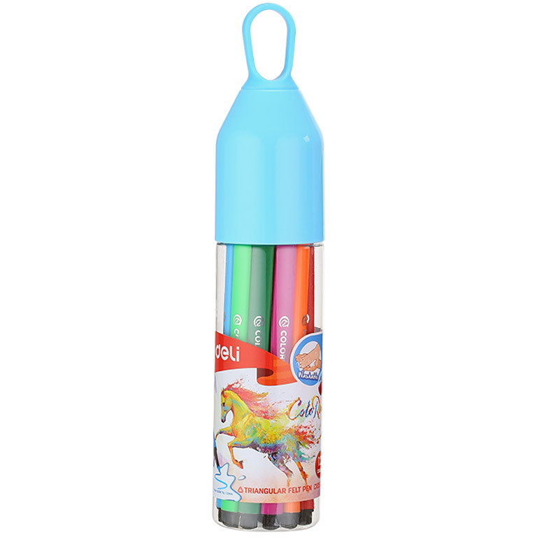 Фломастери Deli EC10506 у тубі, 12 кольорів, 1мм, фото 1