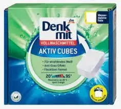 Пресований порошок для прання світлих та білих речей Denkmit Aktiv Cubes vollwaschmitel 30шт