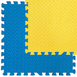 Двовторинна Підлога-пазл Жовтий Блакитний 60х60х2 см модульне покриття для підлоги в спортзал в дитячу складний