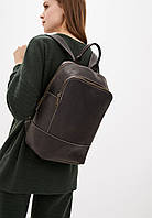 Жіночий коричневий шкіряний рюкзак TARWA RC-2008-3md середнього розміру