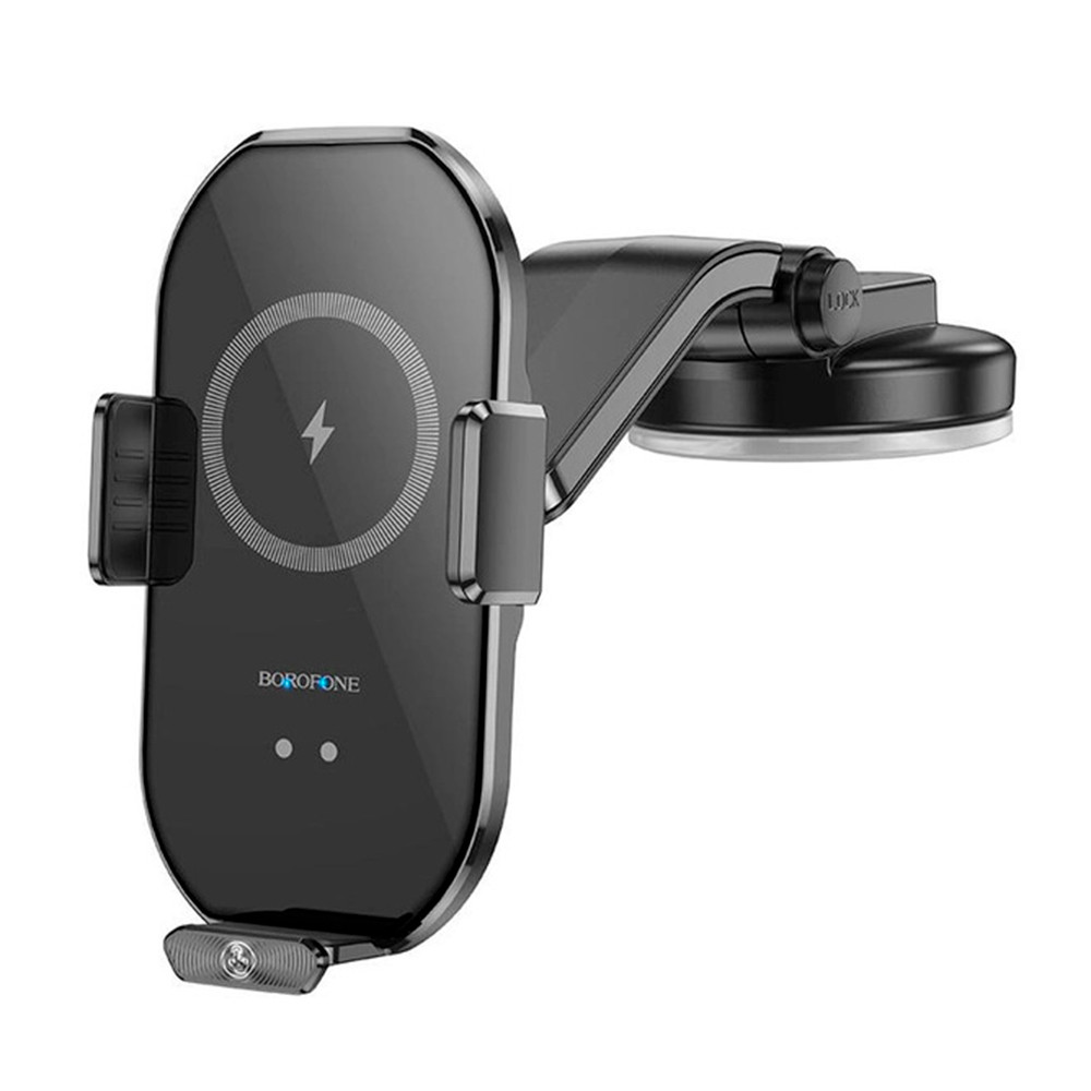 Автотримач BOROFONE BH206+ Wireless Charging 15W, кріплення на торпеду, клямка 50-90мм, Black, Box SL-1