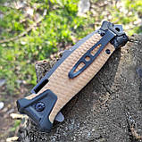 Ніж інерційний Buck Strongarm фліппер, склобій, зручний лайнер, пустеля, da148, фото 4