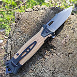 Ніж інерційний Buck Strongarm фліппер, склобій, зручний лайнер, пустеля, da148, фото 3