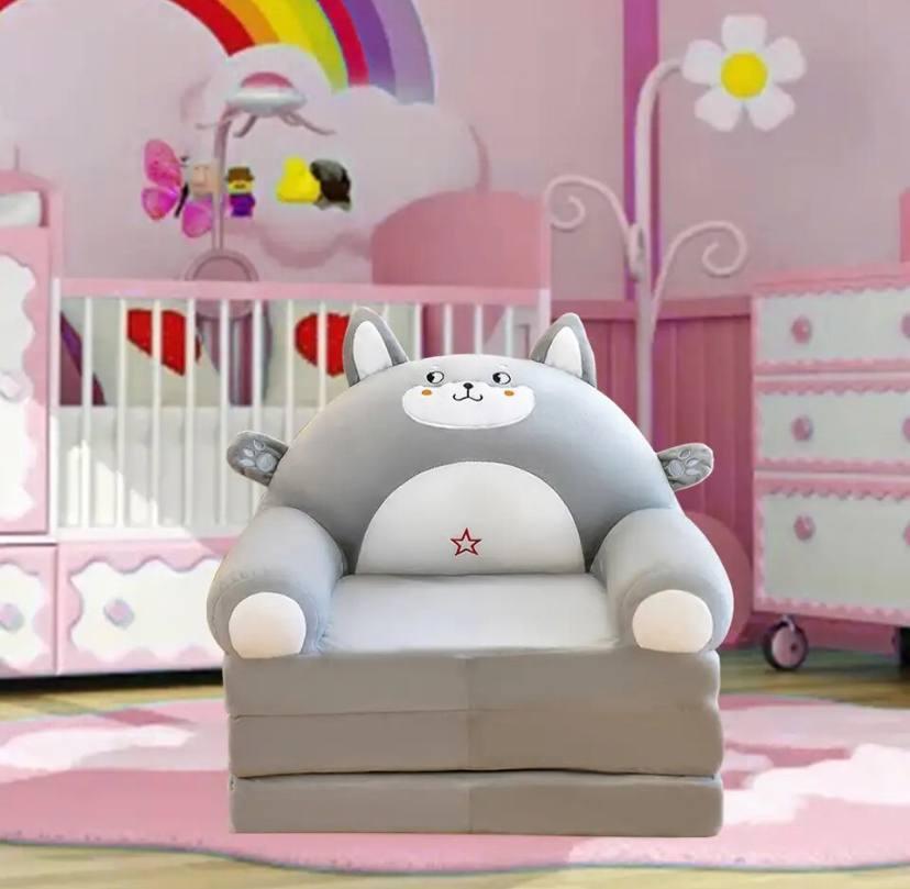 М'яке дитяче крісло плюшеве Кіт із Зірочкою 50см, безкаркасне м'яке крісло-диван для дітей у кімнату