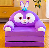 М'яке дитяче крісло плюшеве Зайчик Фіолетовий 50см, безкаркасне м'яке крісло-диван для дітей у кімнату