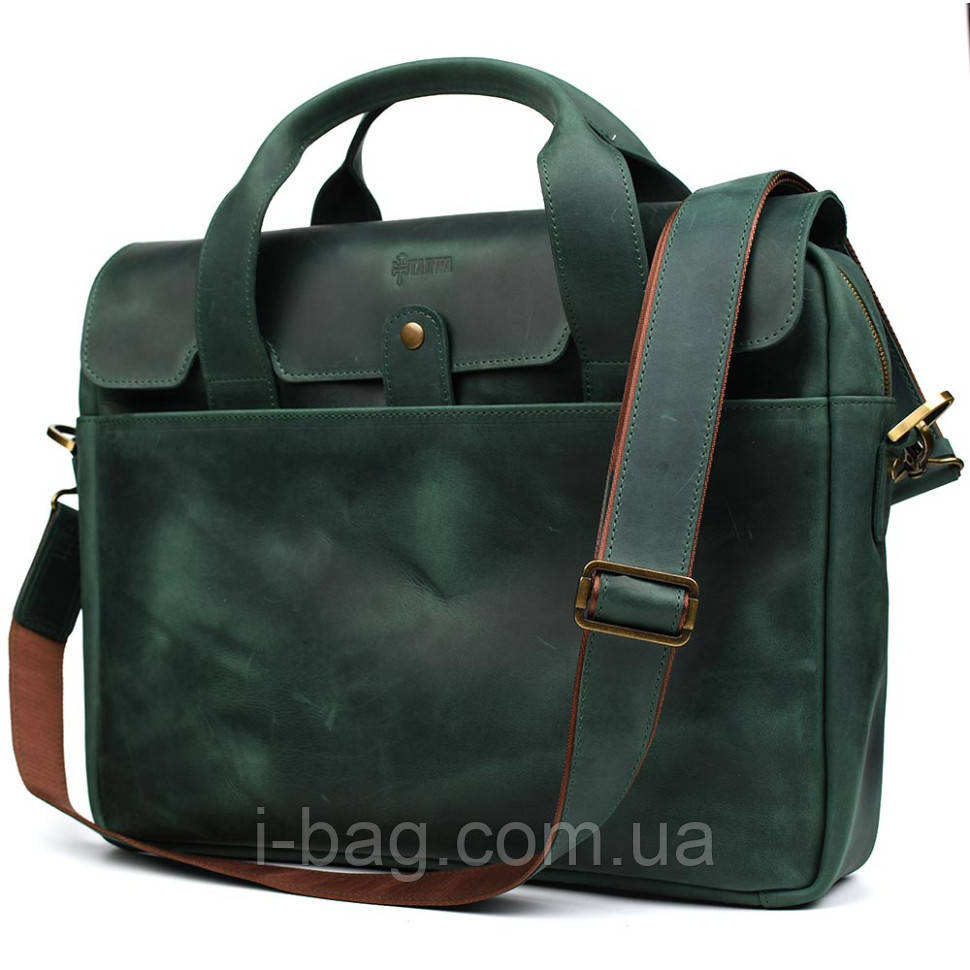 Чоловіча сумка-портфель із натуральної шкіри зелена RE-1812-4lx TARWA