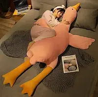 Гусак м'яка іграшка плюшева 190см іграшка обіймашка Рожевий