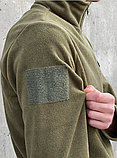 Чоловіча армійська тепла флісова кофта, Тактична флісова кофта зсу кольору хакі, фото 10