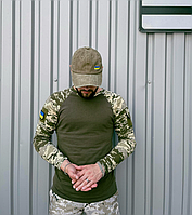 Військова Футболка з довгим рукавом для армії хакі, Лонгслів тактичний піксель ЗСУ