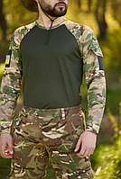 Тактична футболка з довгим рукавом, Військовий лонгслів хакі з мультикам