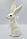 Великодня фігура кролик з бантом флок білий H23.5см, фото 3