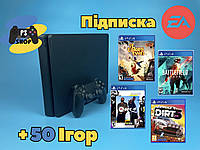 Playstation 4 Slim 1 TB, Подписка EA Play(12 месяцев), + 50 игр