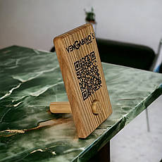 Підставка для меню - qr кода на стіл в ресторан кафе бар паб з лого закладу 10х6 см Контакт